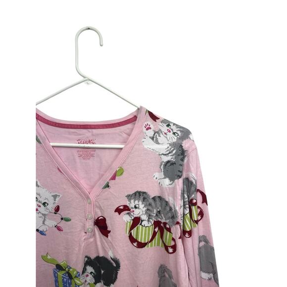 Nick & Nora Women's Nightgown XXL Pink Kittens Christmas Tree NWT Rare - Picture 3 of 12